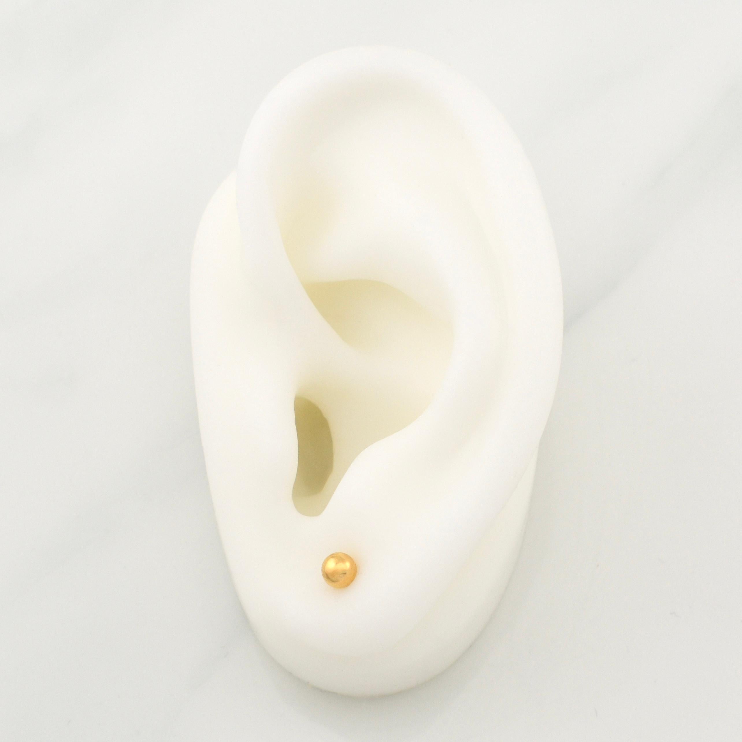 Stud Earrings Bead 0.45 g / in / 4 mm Yellow Gold 18K