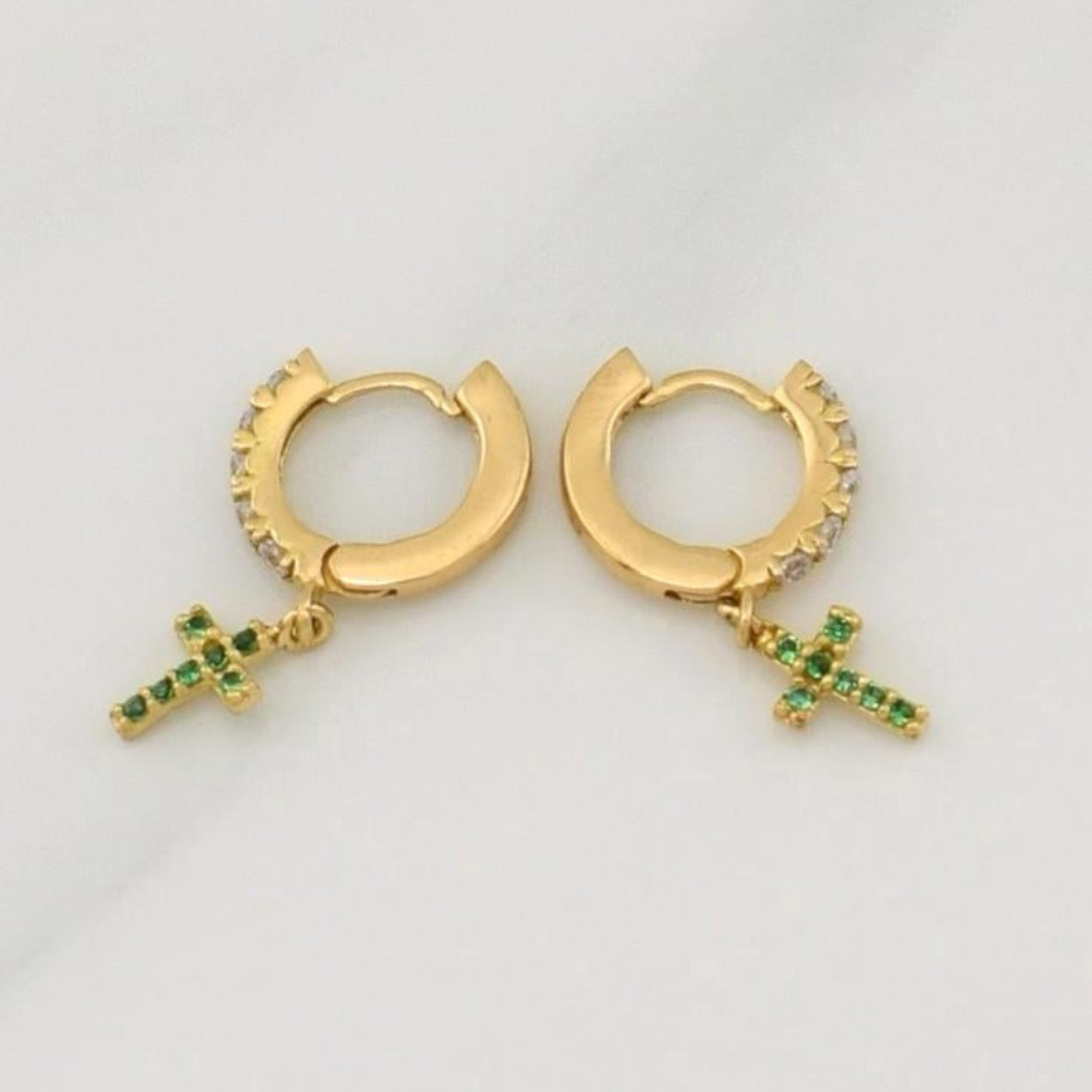 Hoop Earrings Dense Cross 1.7 g / 3/4 in 18K Yellow Gold