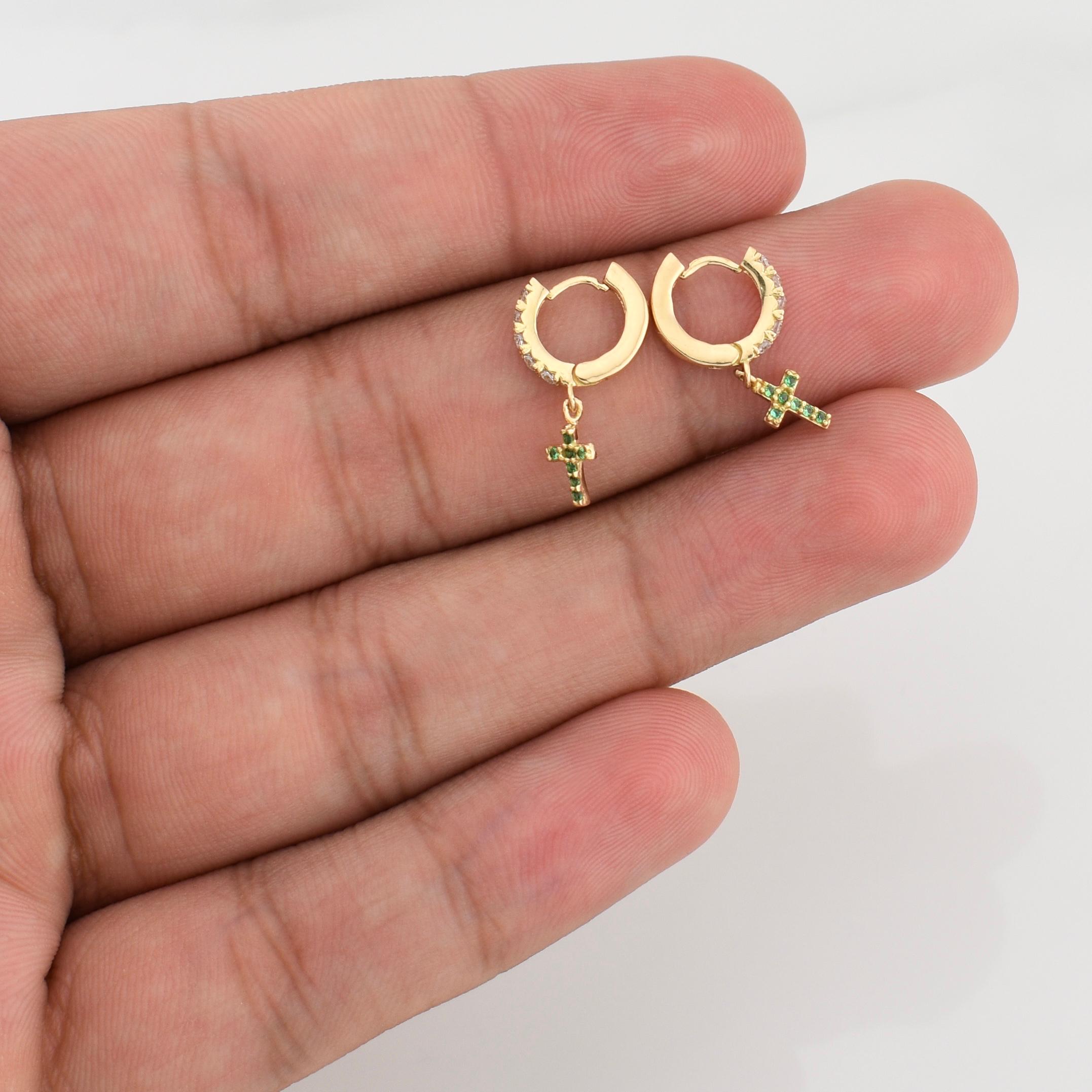 Hoop Earrings Dense Cross 1.7 g / 3/4 in 18K Yellow Gold