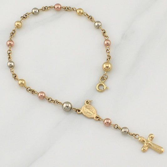 Pulso Denario Virgen Milagrosa 3.65 g / 7 in / 4 - 5 mm Tres Oros 18K