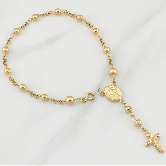 Pulso Denario Virgen Milagrosa 3.75 g / 7 3/4 in / 4 - 5 mm Oro Amarillo 18K