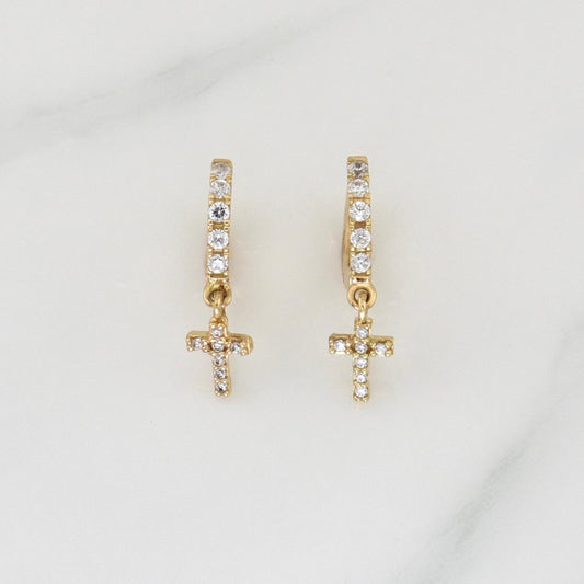 Hoop Earrings Dense Cross 1.65 g / 3/4 in 18K Yellow Gold