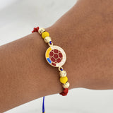 Pulsera Tejida Tricolor Escudo Seleccion Oro Amarillo 18K