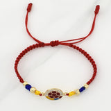 Pulsera Tejida Tricolor Escudo Seleccion Oro Amarillo 18K