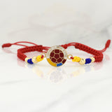 Pulsera Tejida Tricolor Escudo Seleccion Oro Amarillo 18K