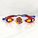 Pulsera Tejida Tricolor Escudo Seleccion Oro Amarillo 18K