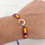 Pulsera Tejida Tricolor Escudo Seleccion Oro Amarillo 18K