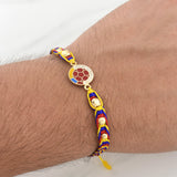 Pulsera Tejida Tricolor Escudo Seleccion Oro Amarillo 18K