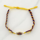 Pulsera Tejida Tricolor Escudo Seleccion Oro Amarillo 18K
