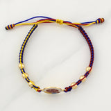Tricolor Woven Bracelet with National Team Emblem in 18K Yellow Gold