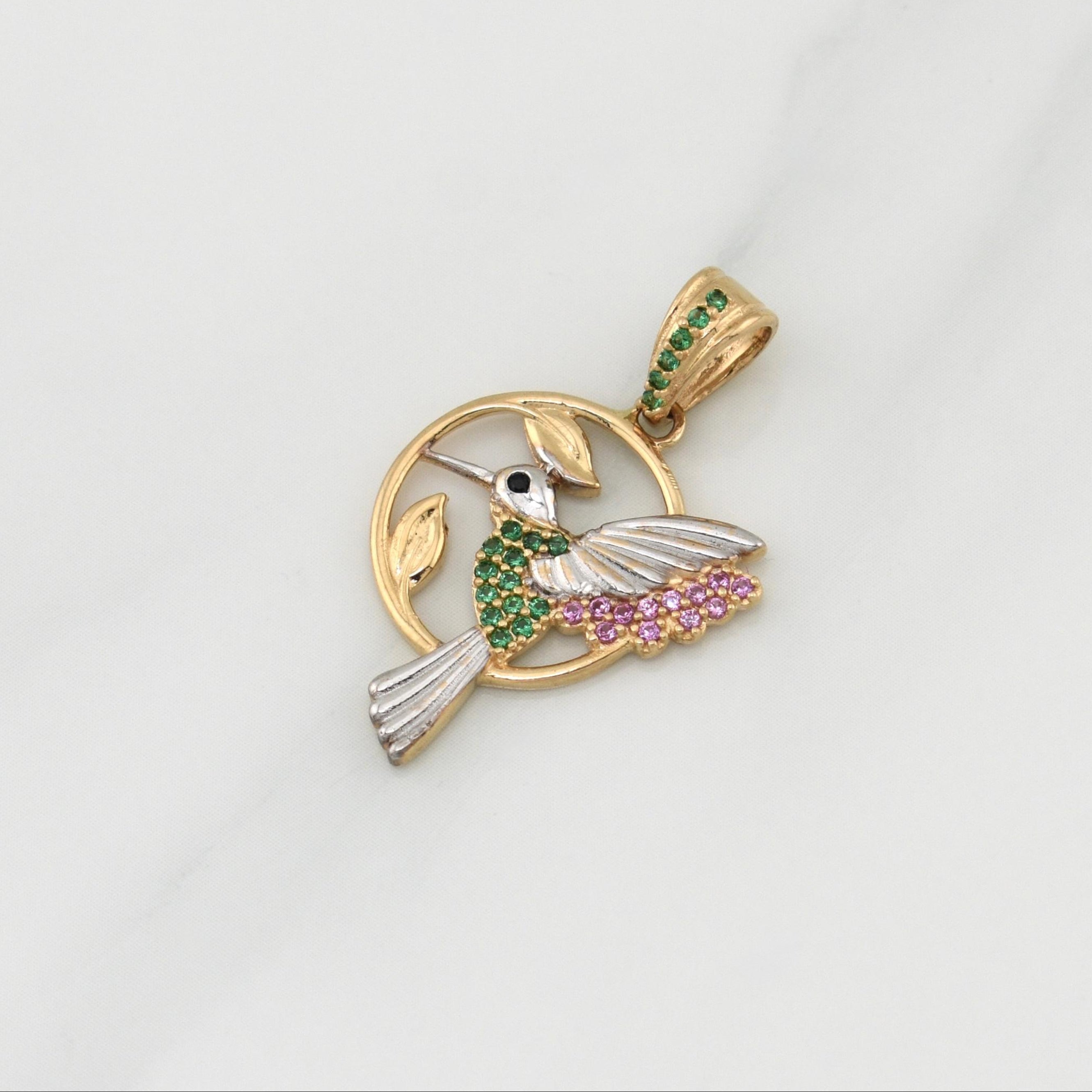 Dije Colibri 2.4 g / 1 in Dos Oros Amarillo Blanco 18K