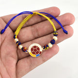 Tricolor Woven Bracelet with National Team Emblem in 18K Yellow Gold