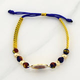 Tricolor Woven Bracelet with National Team Emblem in 18K Yellow Gold