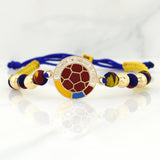 Tricolor Woven Bracelet with National Team Emblem in 18K Yellow Gold