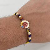 Tricolor Woven Bracelet with National Team Emblem in 18K Yellow Gold