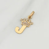 Dije Letra J Corona 0.7 g / 3/4 in Oro Amarillo 18K
