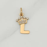Dije Letra L Corona 0.7 g / 3/4 in Oro Amarillo 18K