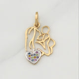 Dije Mamá Con Bebé 1.5 g / 1 in Dos Oros Amarillo Blanco 18K