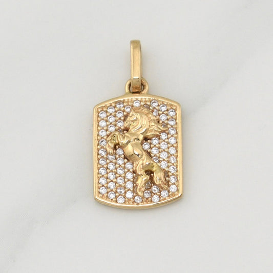 Dije Placa Caballo 2.4 g / 3/4 in Oro Amarillo 18K