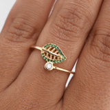 Anillo Hoja 2.55 g / T7,5 Oro Amarillo 18K