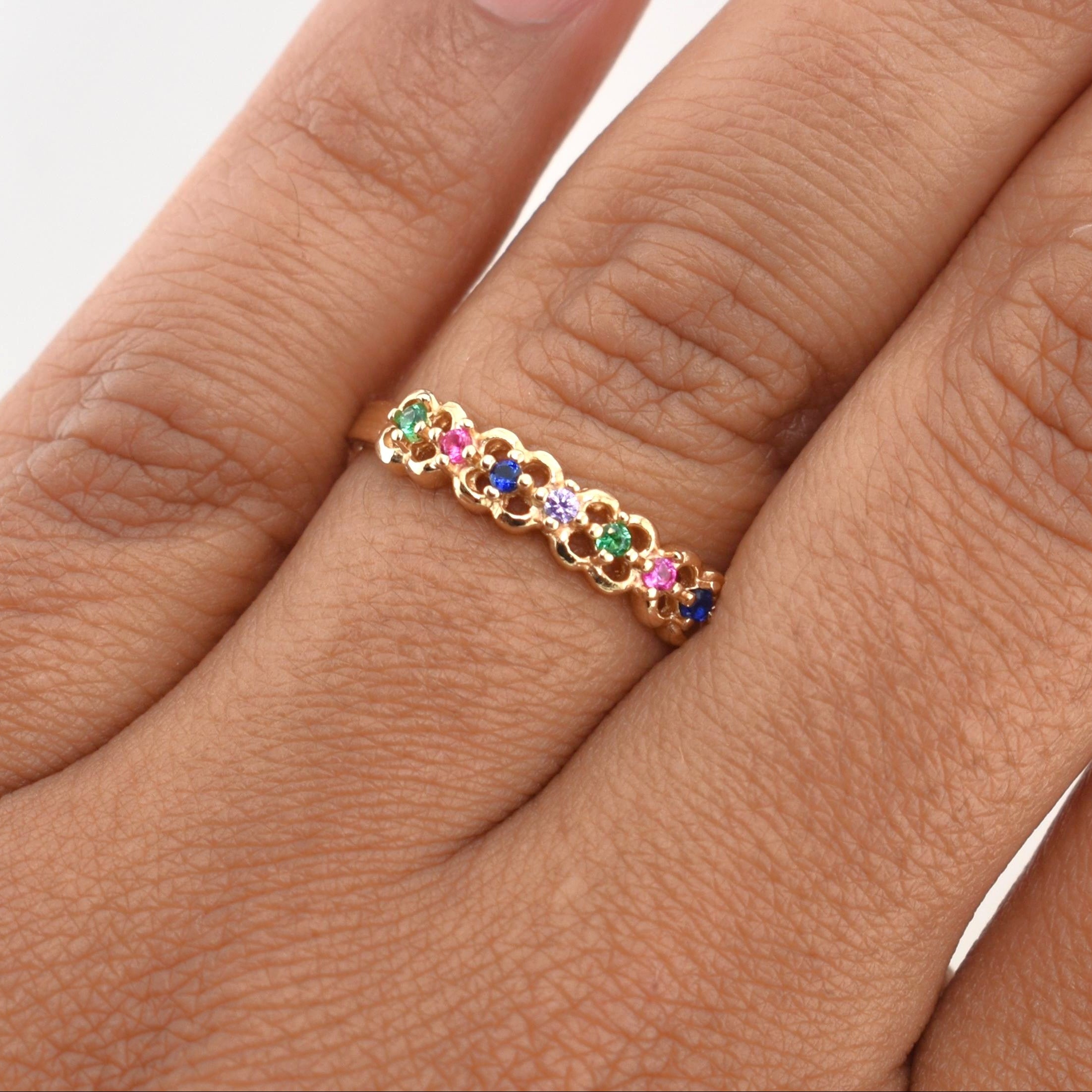 Anillo Churumbela Flores 1.95 g / T7,25 Oro Amarillo 18K