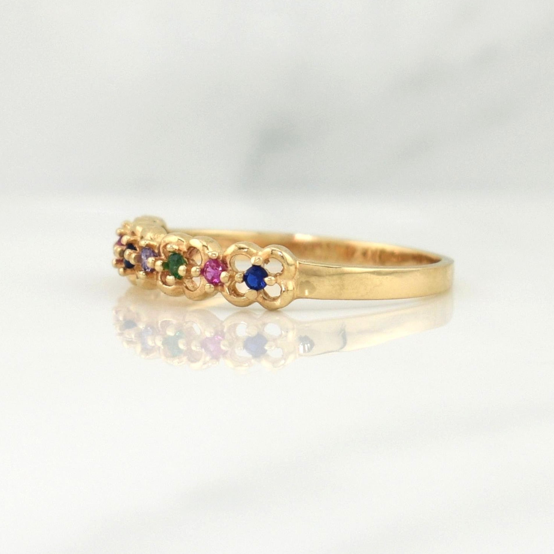 Anillo Churumbela Flores 1.95 g / T7,25 Oro Amarillo 18K