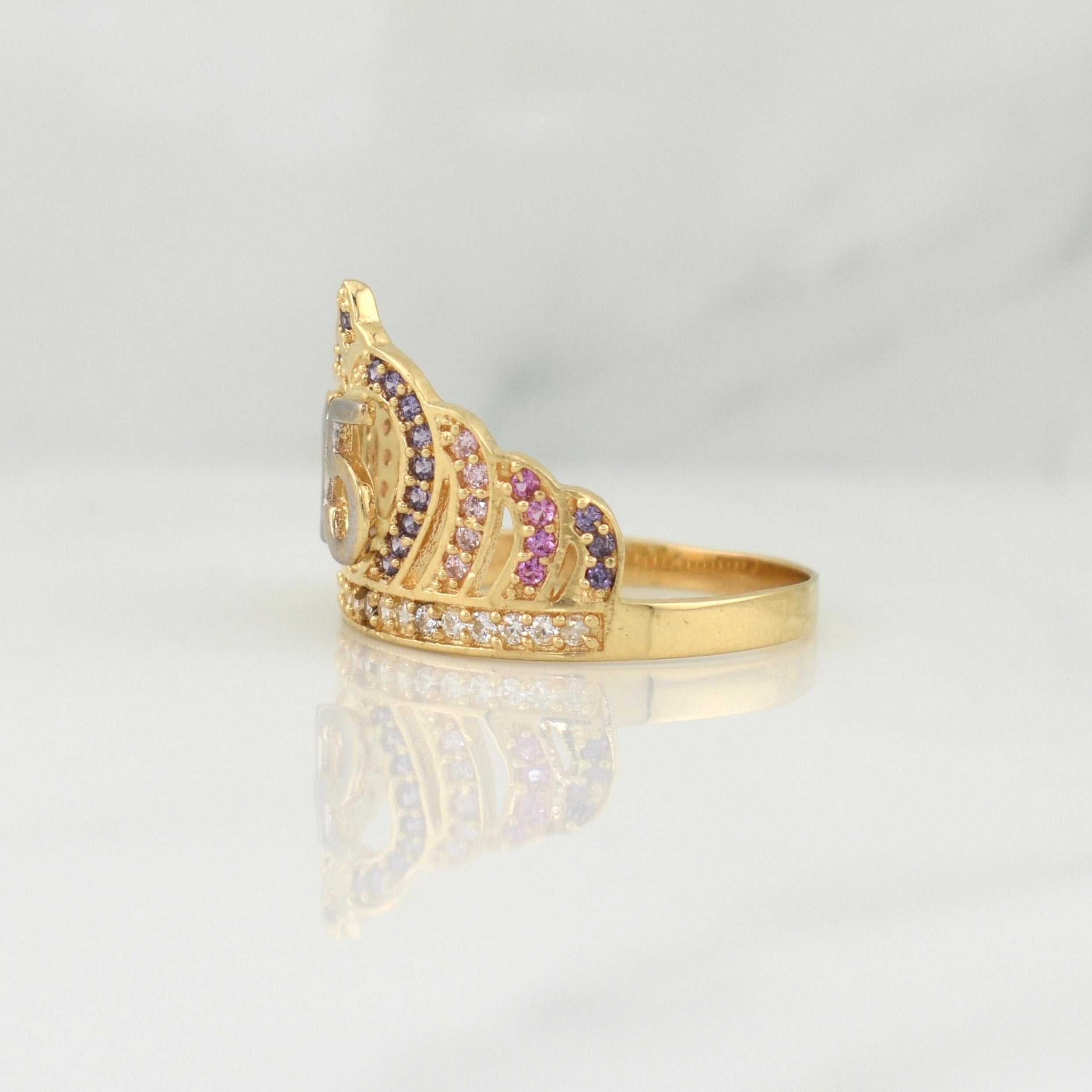 Anillo Quinces 3.6 g / T7 Dos Oros Amarillo Blanco 18K