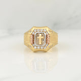 Anillo Cruz Padre Nuestro 8.35 g / T9,25 Tres Oros 18K