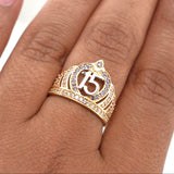 Anillo Quinces 3.6 g / T7 Dos Oros Amarillo Blanco 18K