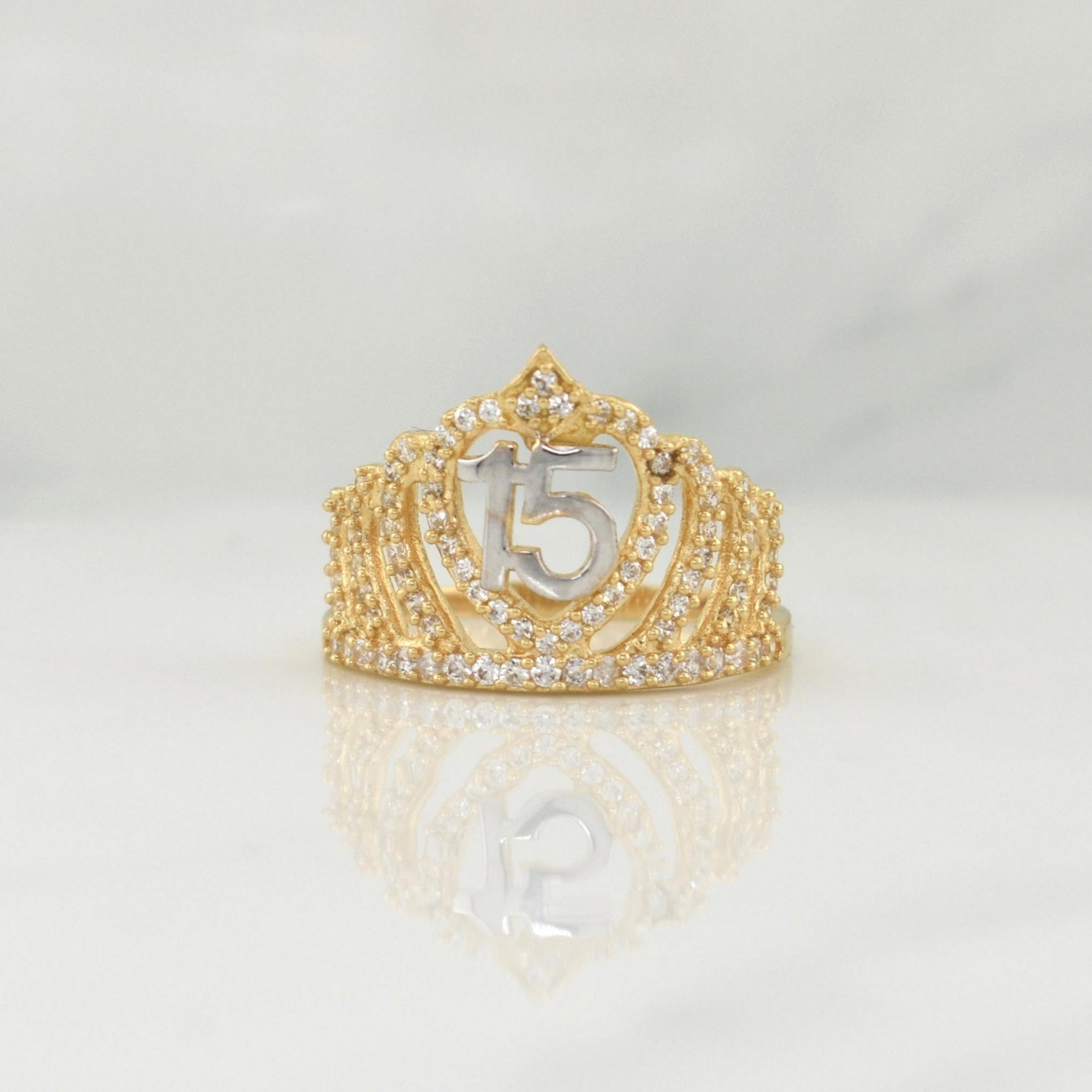 Anillo Quinces 3.2 g / T7,25 Dos Oros Amarillo Blanco 18K