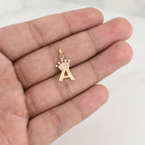 Dije Letra A Corona 0.85 g / 3/4 in Oro Amarillo 18K