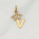 Pendant Letter V Crown 0.65 g / 3/4 in Yellow Gold 18K