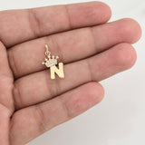Dije Letra N Corona 0.8 g / 3/4 in Oro Amarillo 18K