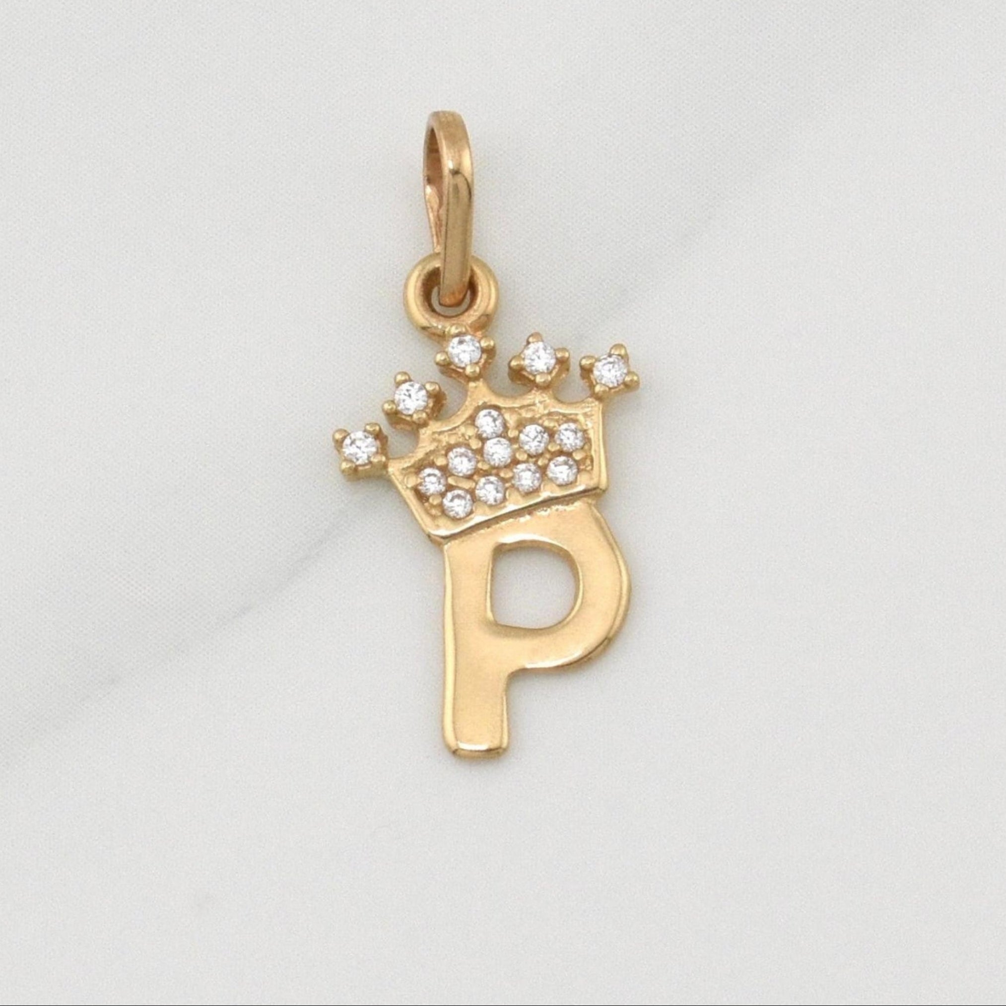 Dije Letra P Corona 0.8 g / 3/4 in Oro Amarillo 18K