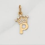 Dije Letra P Corona 0.8 g / 3/4 in Oro Amarillo 18K