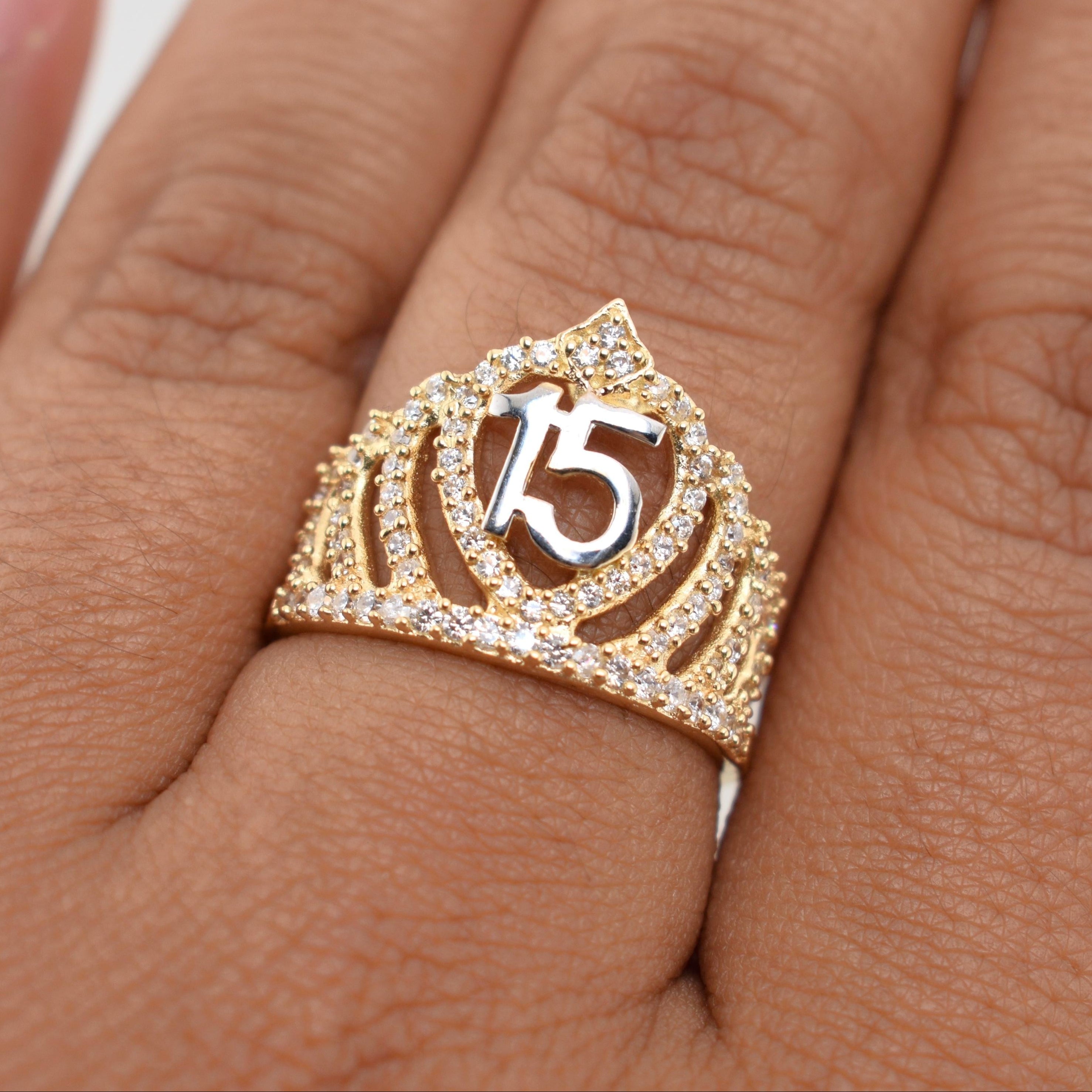 Anillo Quinces 3.2 g / T7,25 Dos Oros Amarillo Blanco 18K