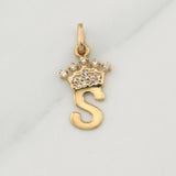 Dije Letra S Corona 0.8 g / 3/4 in Oro Amarillo 18K