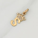 Dije Letra S Corona 0.8 g / 3/4 in Oro Amarillo 18K
