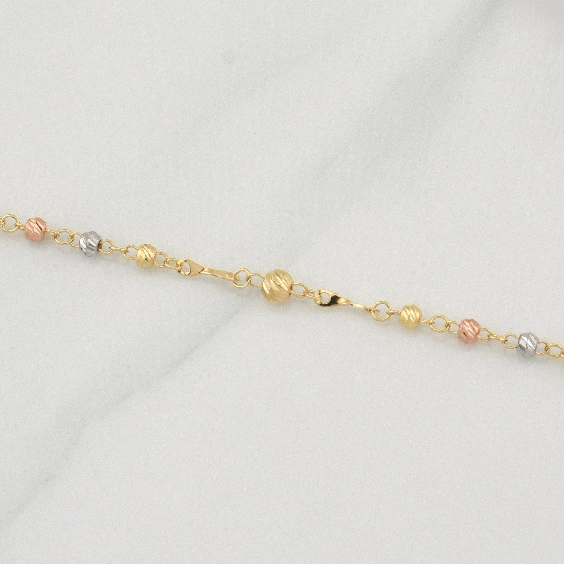 Miraculous Virgin Rosary 6.05 g / 18 3/4 in / 3 - 4 mm Three Golds 18K