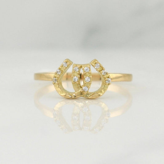 Anillo Doble Herradura 1.6 g / T7 Oro Amarillo 18K