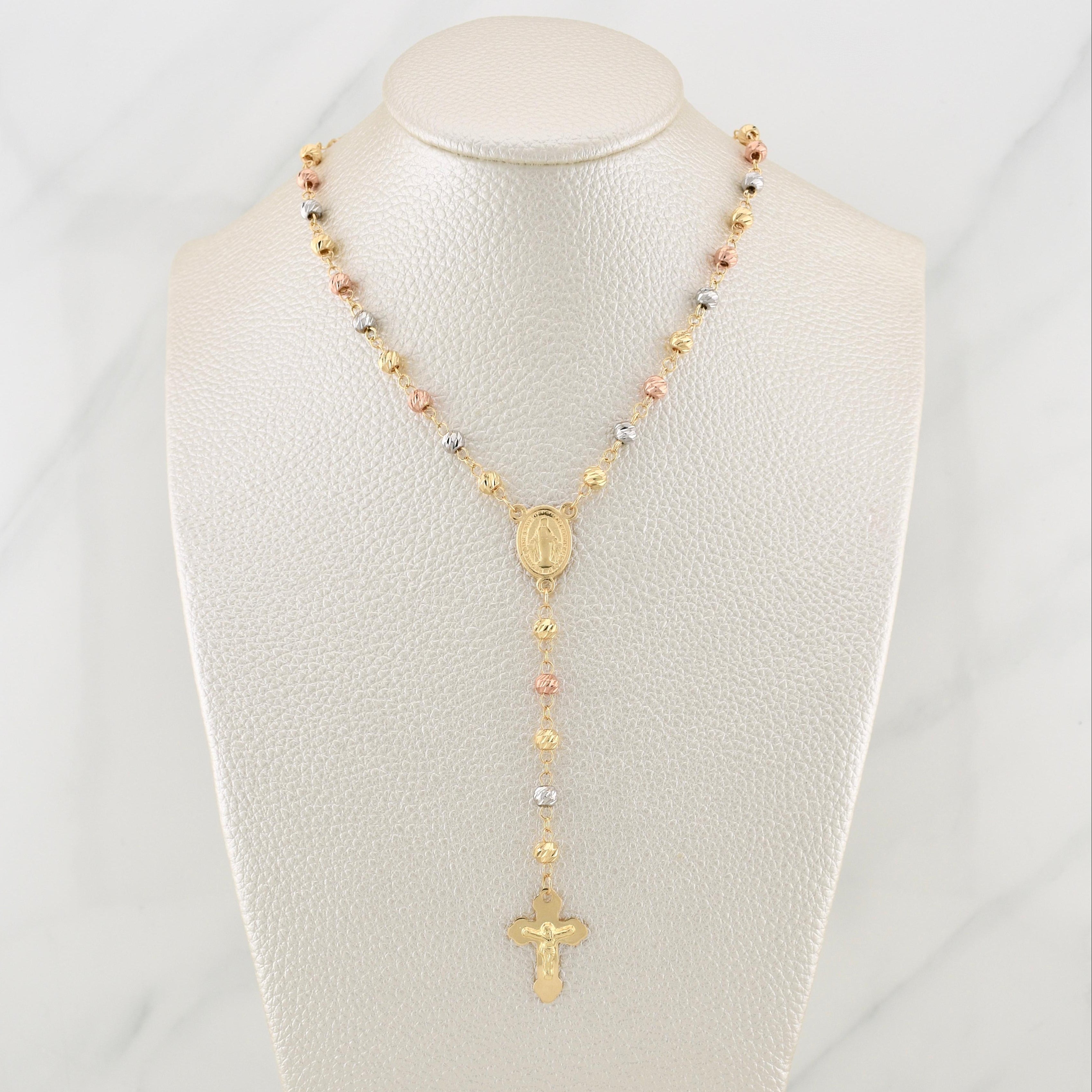 Miraculous Virgin Rosary 9.6 g / 22 3/4 in / 4 - 5 mm Three Golds 18K