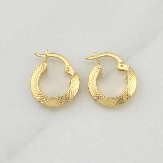 Hoop Earrings Clau Striped 1.35 g / 1/2 in 18K Yellow Gold