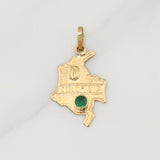 Pendant Map of Colombia Emerald 0.12pts 0.9g / 1 in 18K Yellow Gold