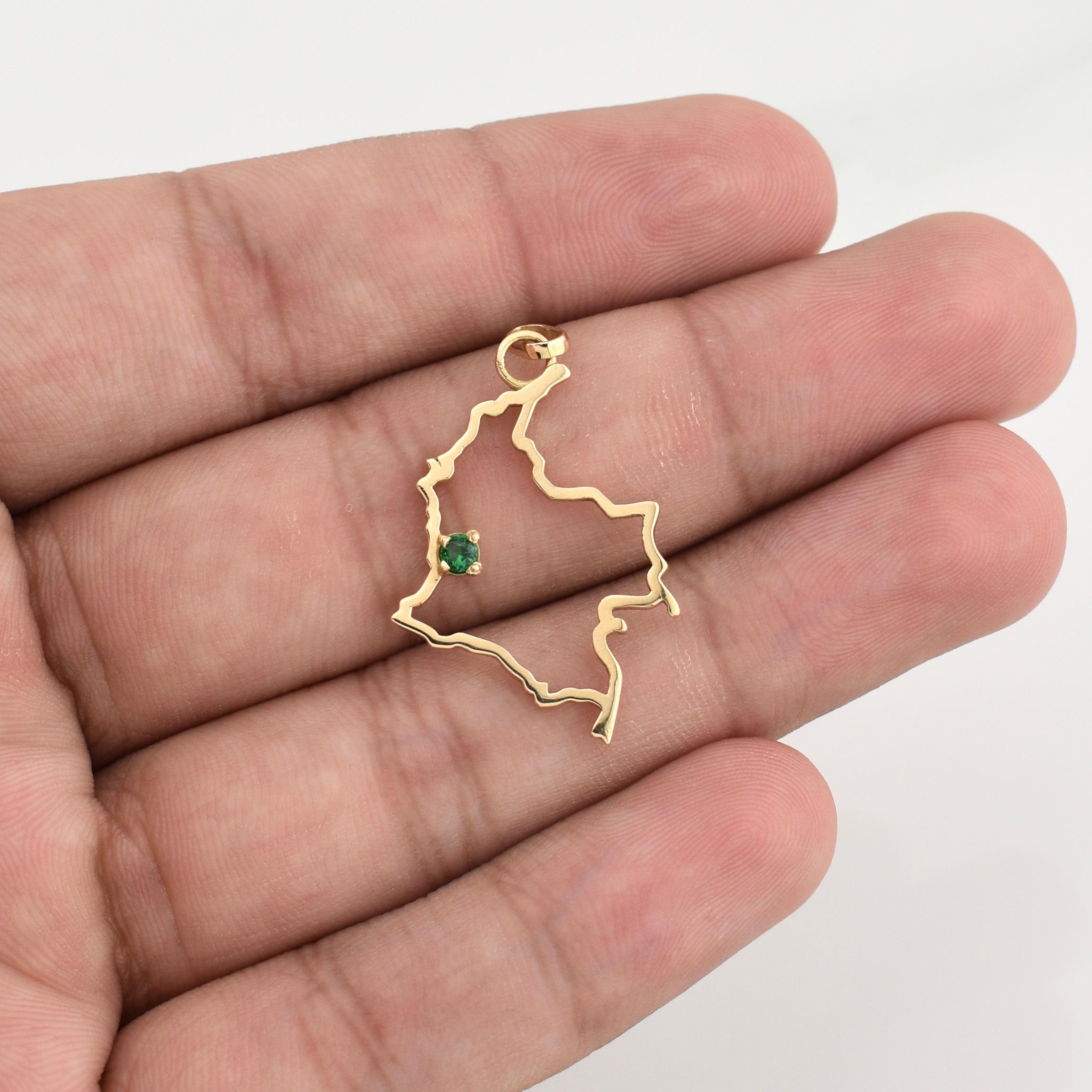 Dije Mapa Colombia 2g / 1 1/2 in Oro Amarillo 18K