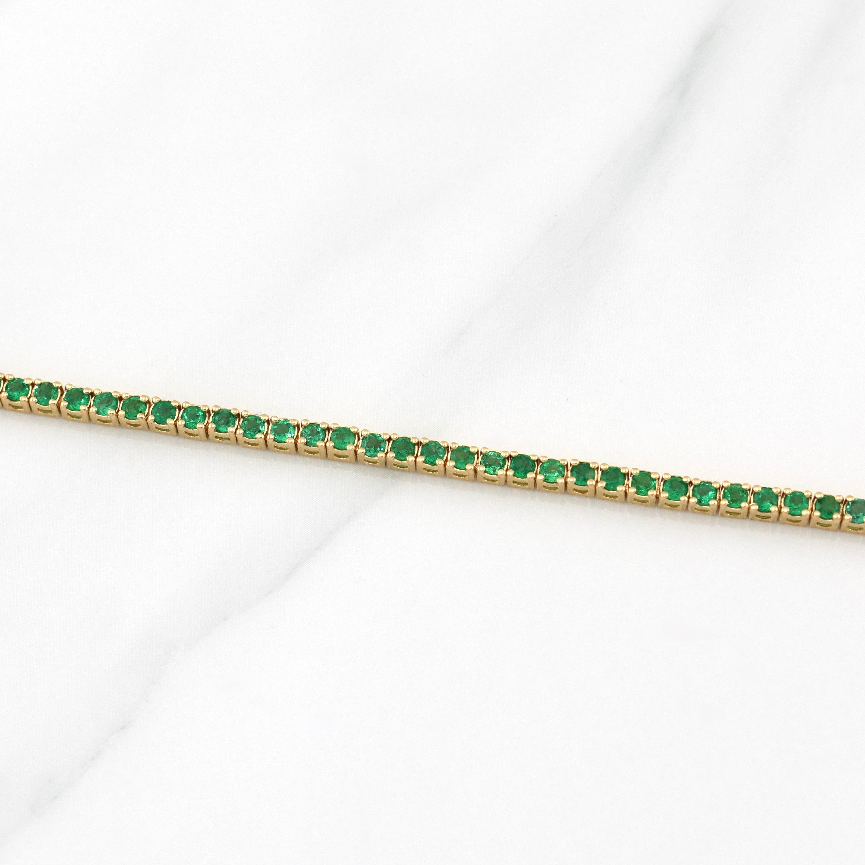 Pulso Tennis Esmeraldas 3.22qts 12.9g / 7 in / 2.8mm Oro Amarillo 18K