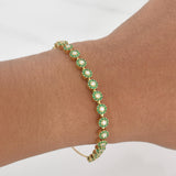 Bracelet Halos Emeralds 1.21 carats Diamonds 0.51 points 5.6g / 7 1/2 in / 5.1mm Yellow Gold 18K