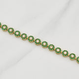 Bracelet Halos Emeralds 1.21 carats Diamonds 0.51 points 5.6g / 7 1/2 in / 5.1mm Yellow Gold 18K