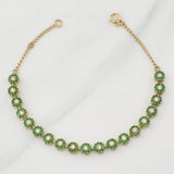 Bracelet Halos Emeralds 1.21 carats Diamonds 0.51 points 5.6g / 7 1/2 in / 5.1mm Yellow Gold 18K
