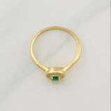 Emerald Halo Ring 0.11cts Diamonds 0.05cts 2.3g / Size 6.50 Yellow Gold 18K