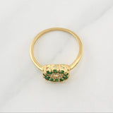 Anillo Circular Esmeraldas 0.31pts Diamantes 0.08pts 2.25g / T6.75 Oro Amarillo 18K